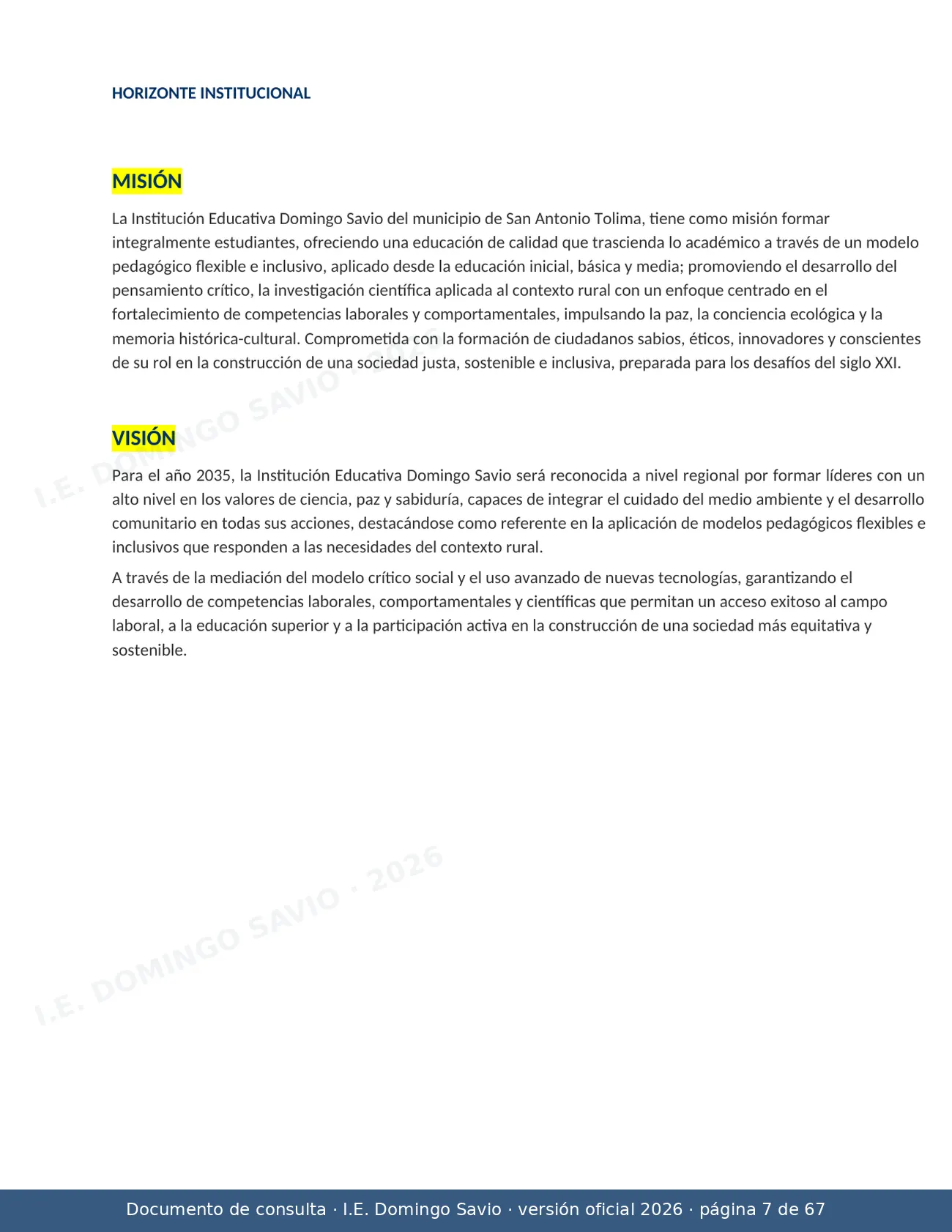 Manual de Convivencia 2026 — página 7 de 67