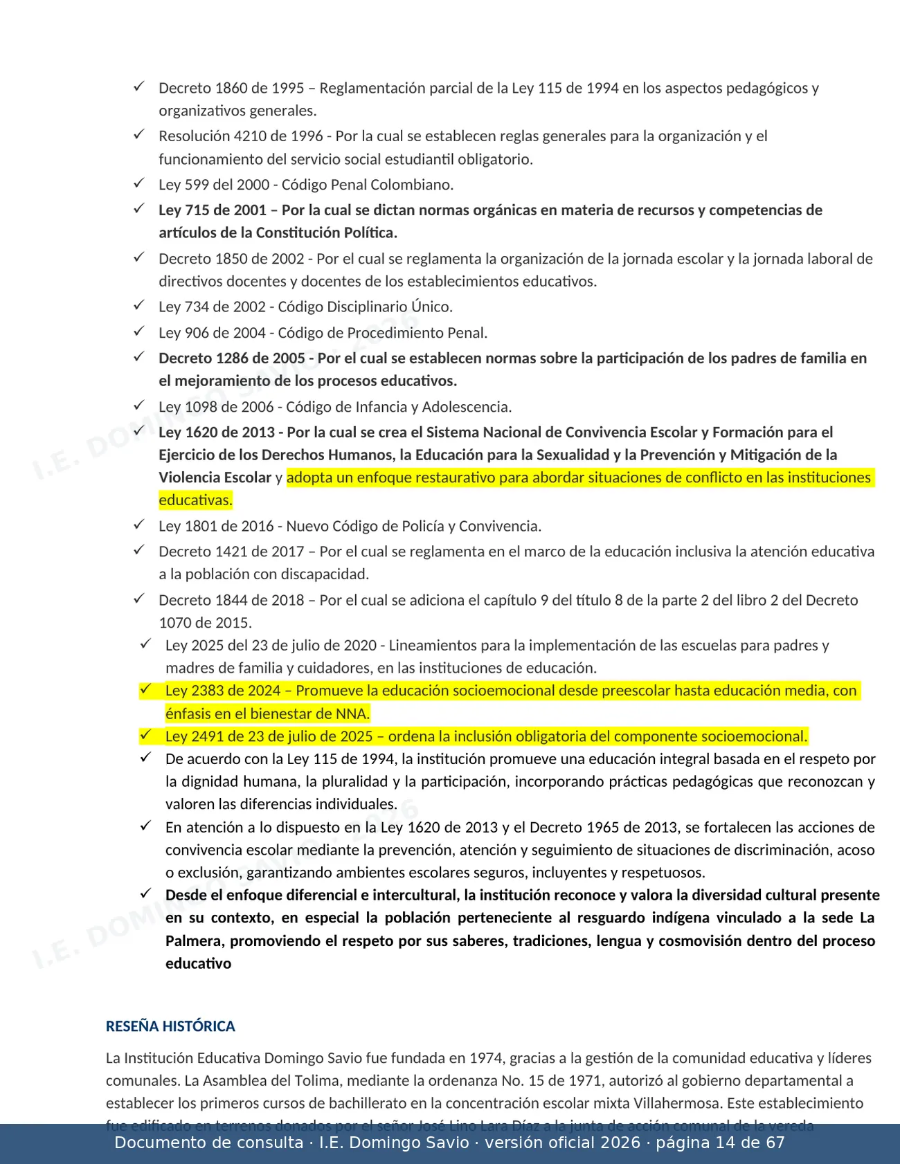 Manual de Convivencia 2026 — página 14 de 67