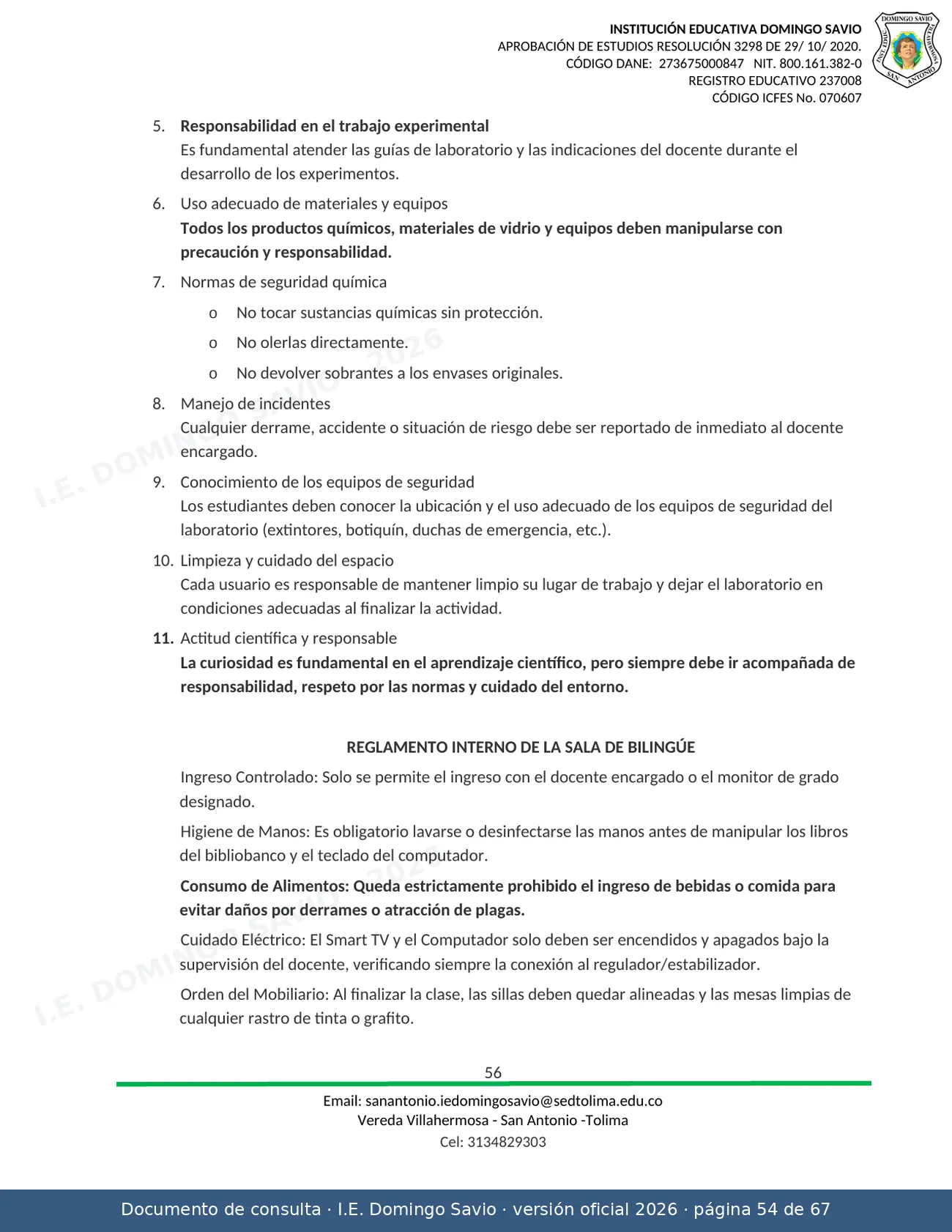 Manual de Convivencia 2026 — página 54 de 67