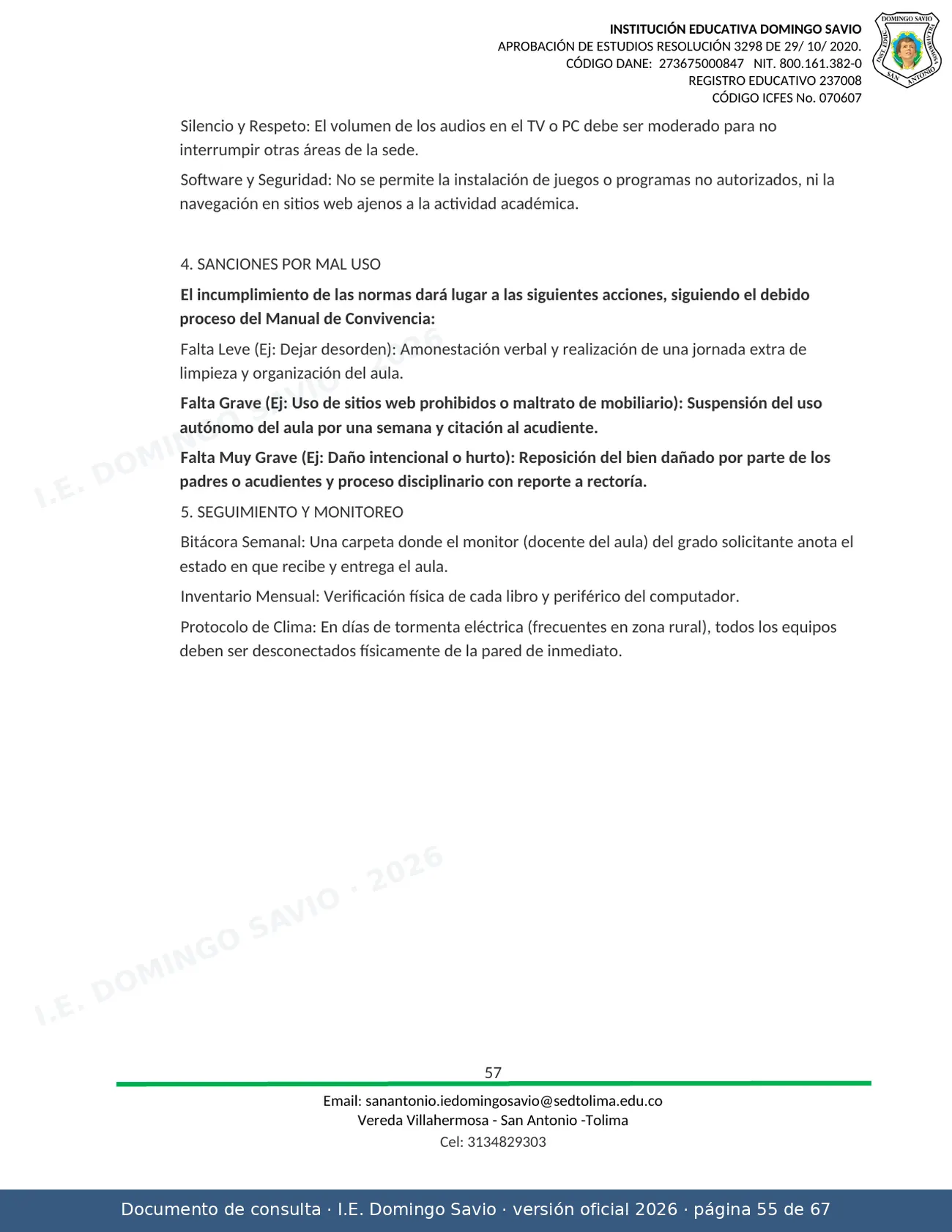 Manual de Convivencia 2026 — página 55 de 67