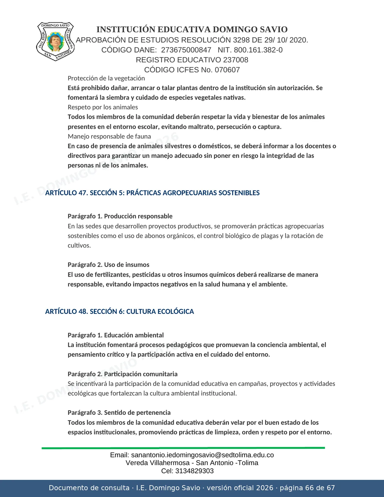 Manual de Convivencia 2026 — página 66 de 67