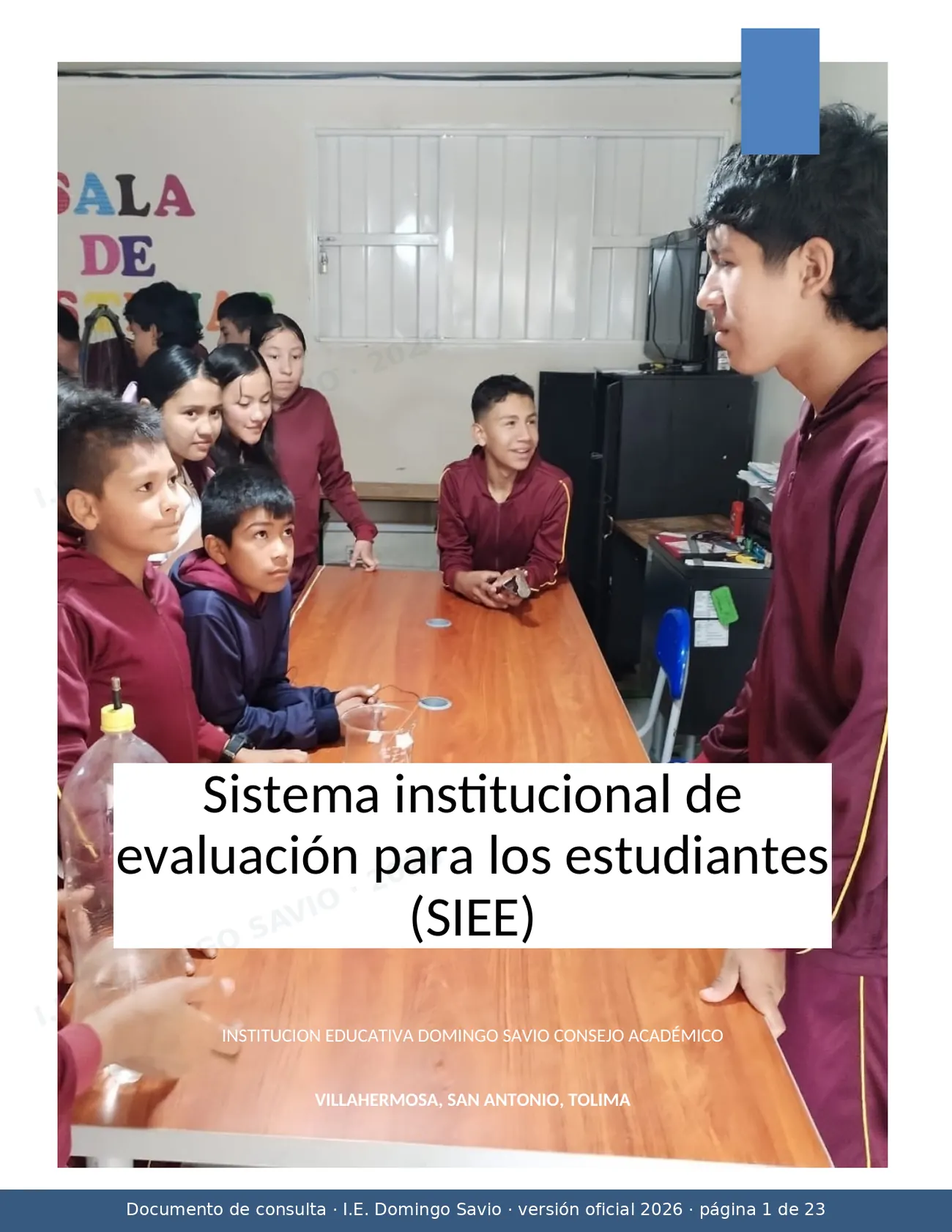SIEE — Sistema Institucional de Evaluación de los Estudiantes 2026 — página 1 de 23