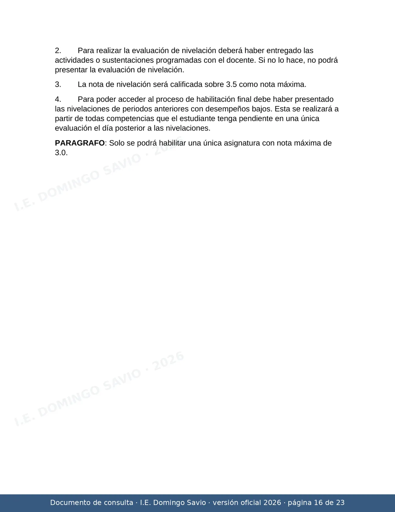 SIEE — Sistema Institucional de Evaluación de los Estudiantes 2026 — página 16 de 23